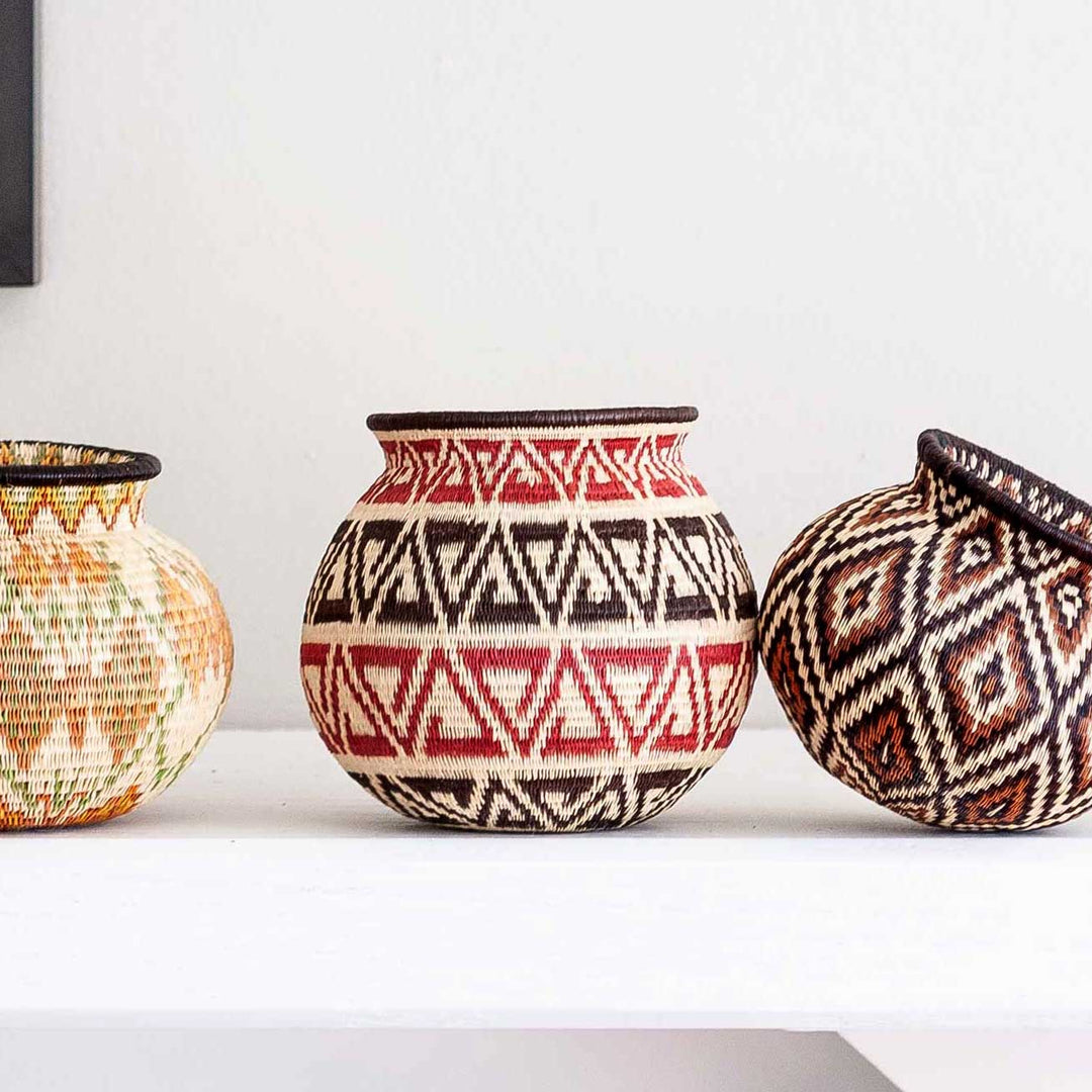 Crimson Triad Woven Basket