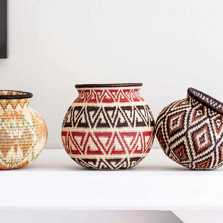 Crimson Triad Woven Basket
