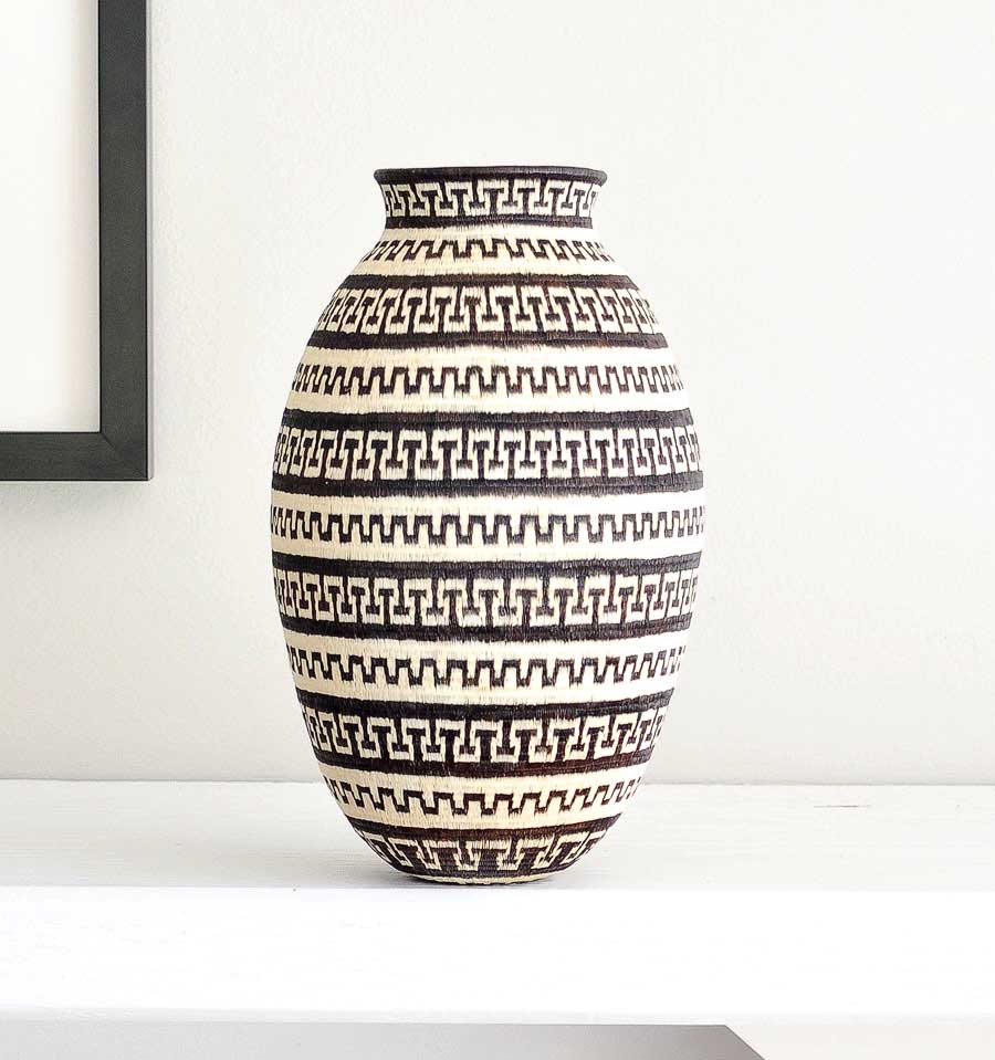 Tall Bands Of Keys Wounaan Basket – geometric motif – woven basket – baskets – handwoven in Panama