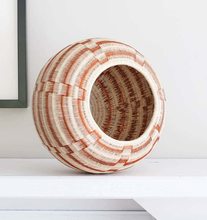 Copper Stairs On White – geometric motif – woven basket – baskets – handwoven in Colombia
