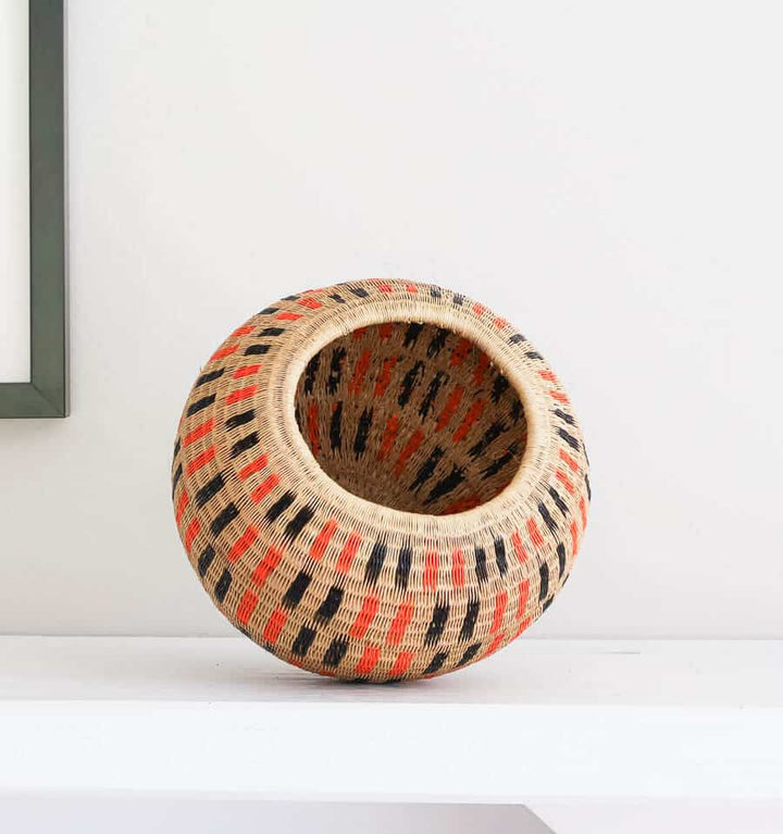Orange Woven Decorative Basket