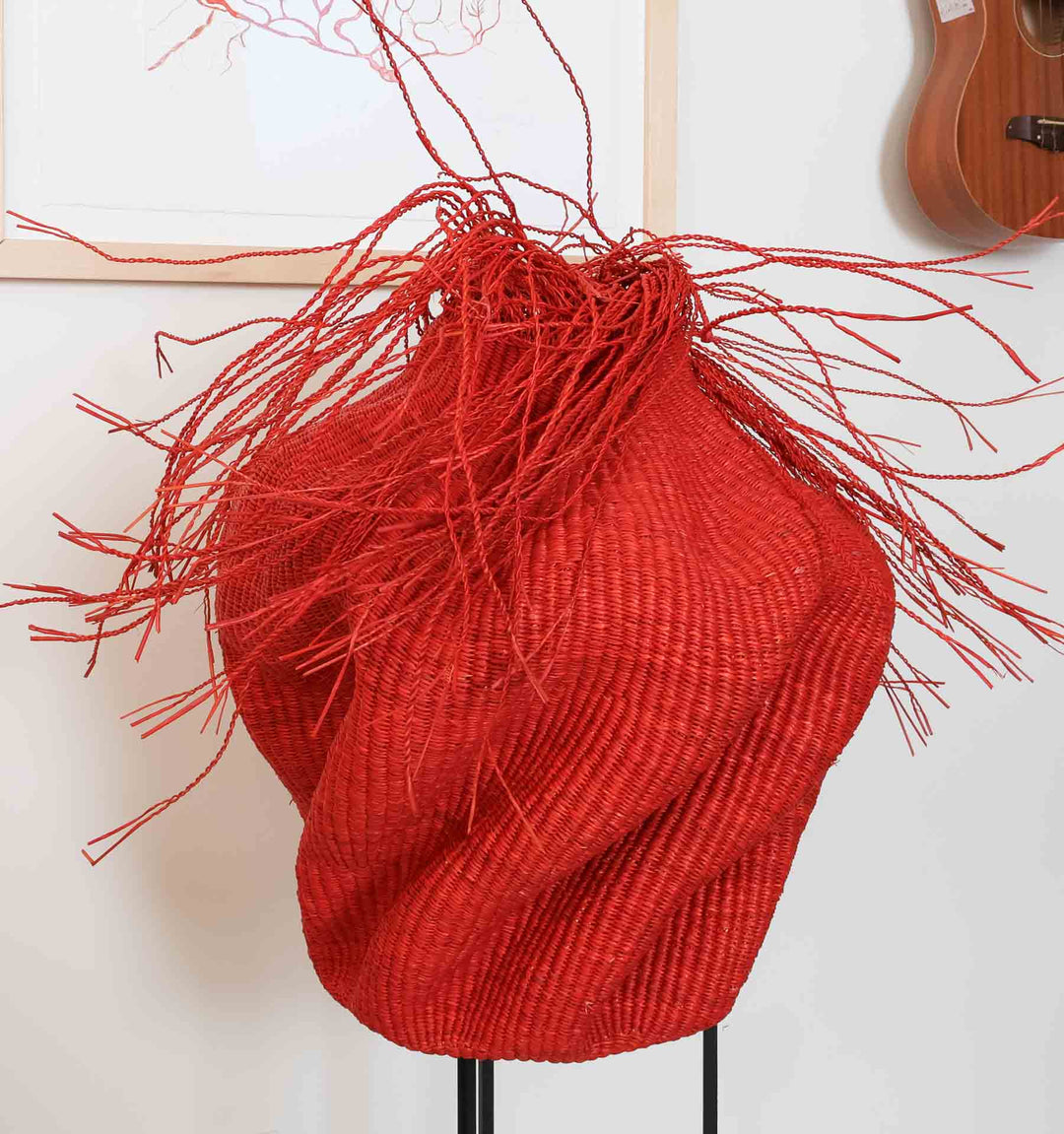 Red Waves Woven Decorative Basket