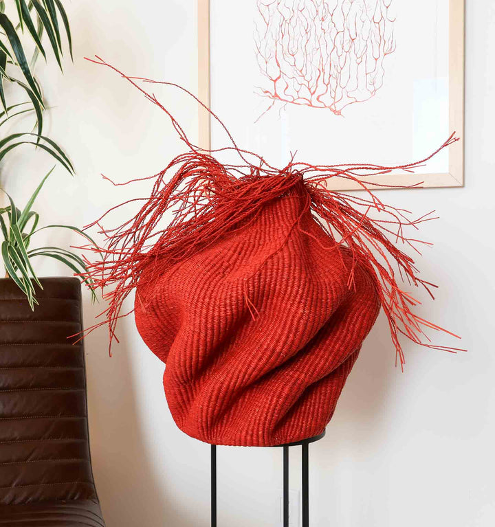 Red Waves Woven Decorative Basket