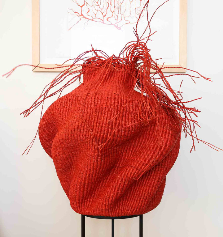 Red Waves Woven Decorative Basket