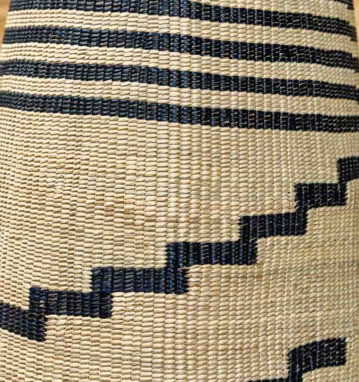 Wrapped Black Lines Tall Woven basket