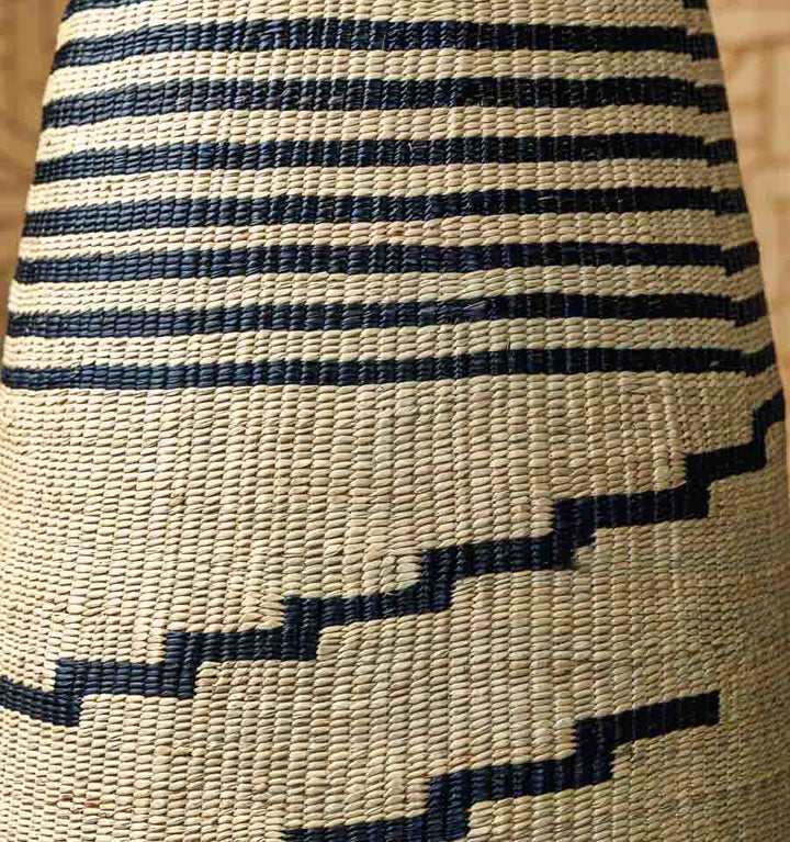 Wrapped Black Lines Tall Woven basket