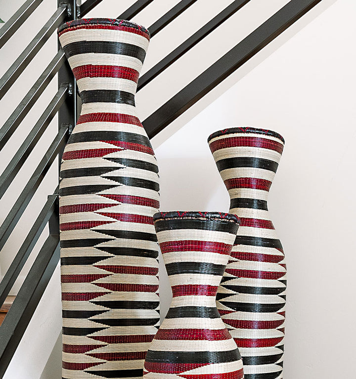 Wrapped Red & Black SeriesTall Woven basket
