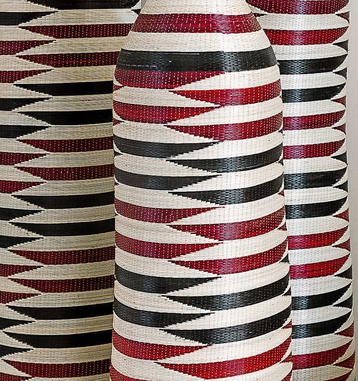 Wrapped Red & Black SeriesTall Woven basket