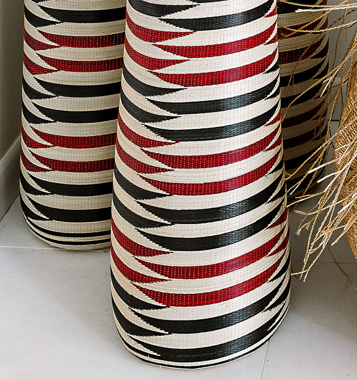 Wrapped Red & Black SeriesTall Woven basket
