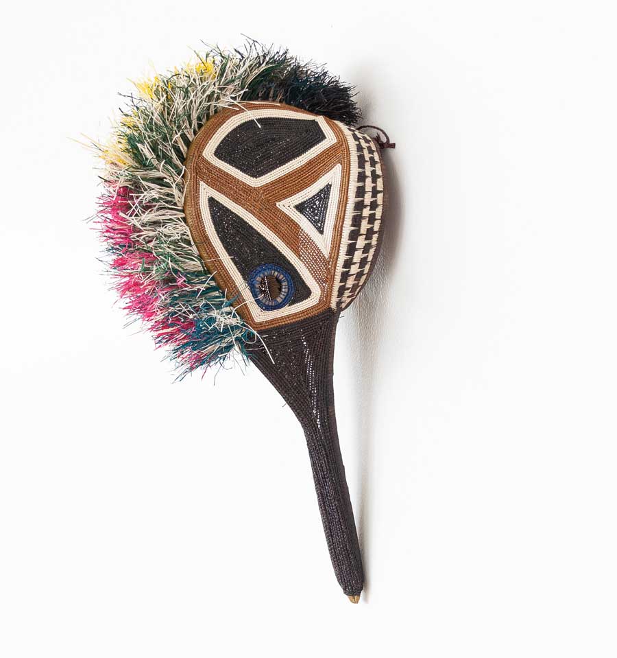 Color Block Hummingbird – geometric motif – mask – sculptures & statues – handwoven in Panama