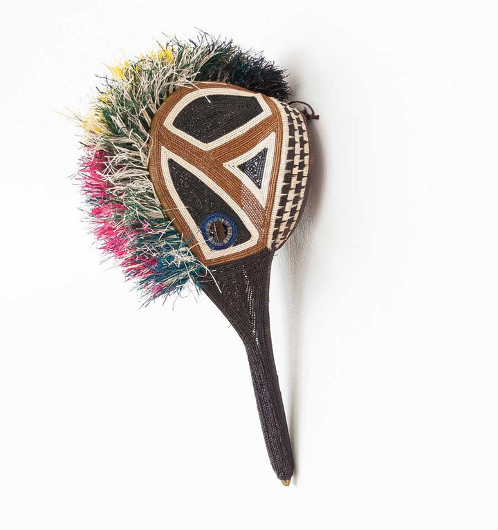 Color Block Hummingbird – geometric motif – mask – sculptures & statues – handwoven in Panama