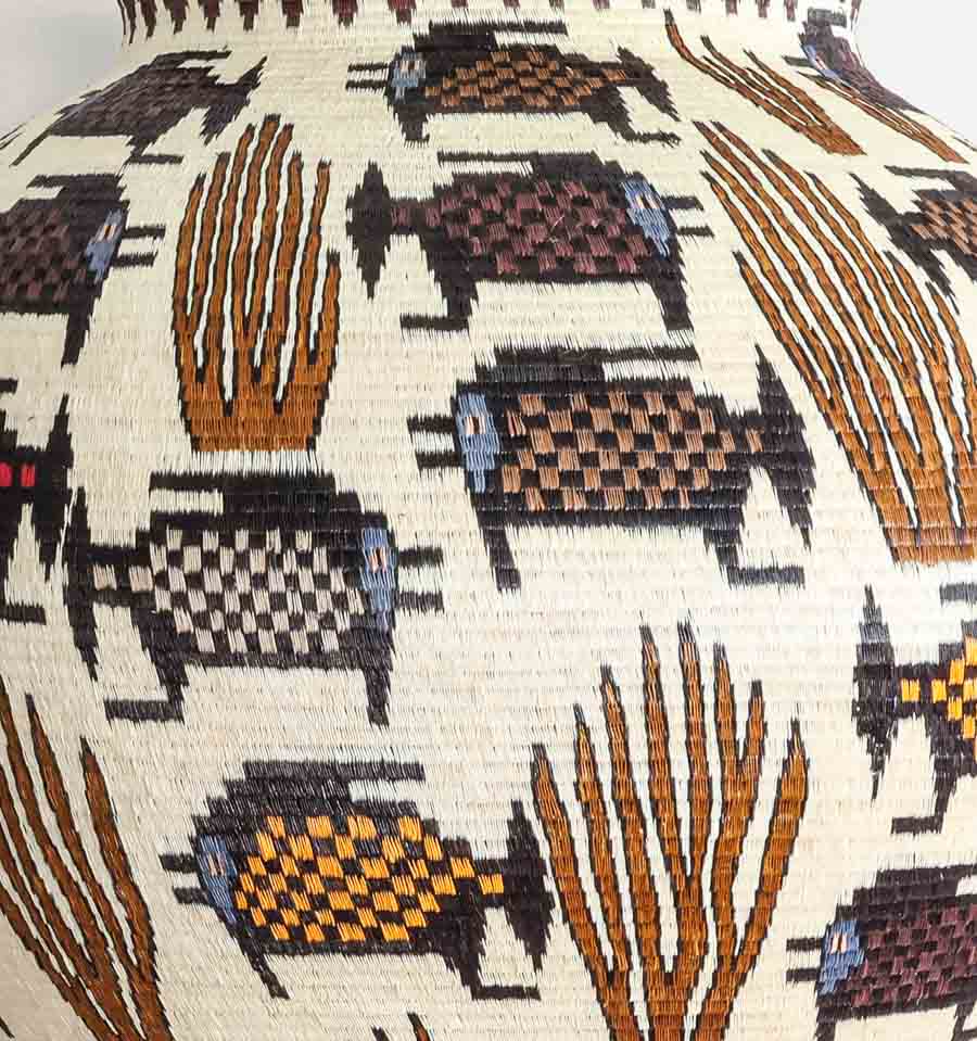 Fish in Coral Woven Basket