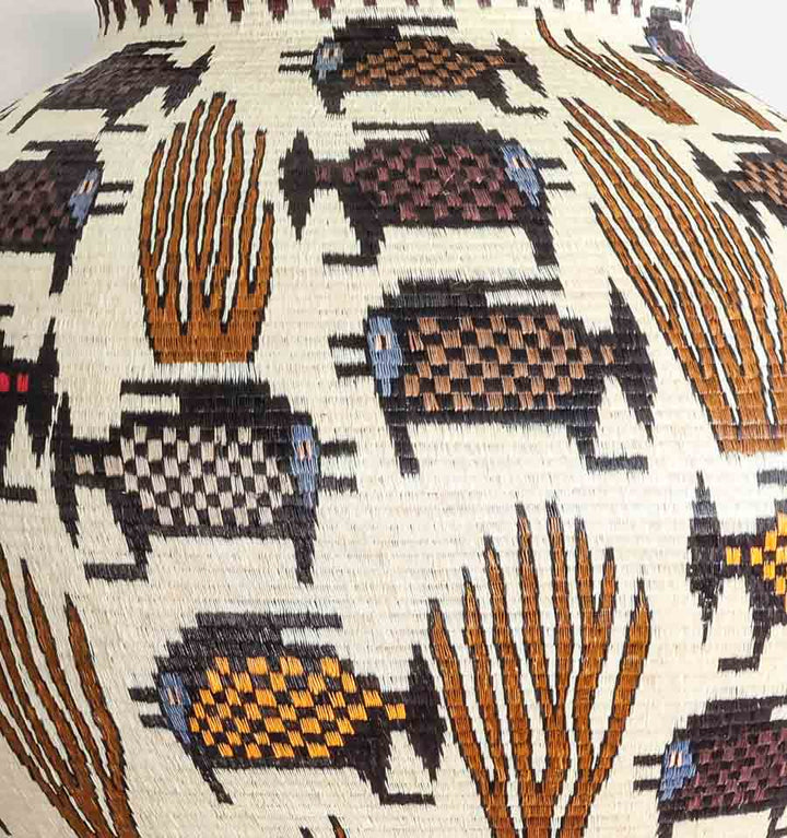 Fish in Coral Woven Basket