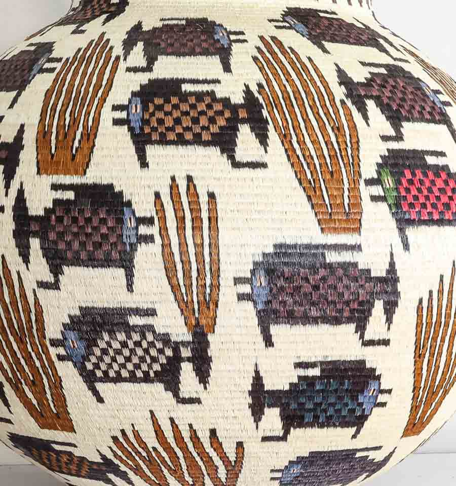 Fish in Coral Woven Basket