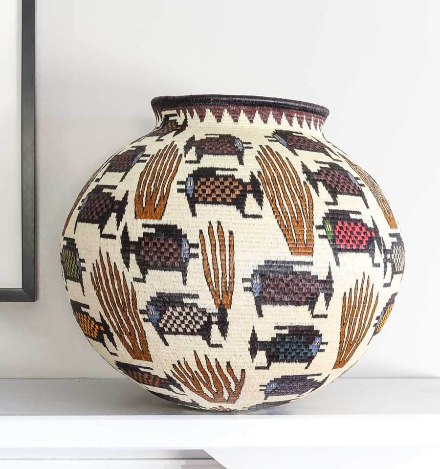 Fish in Coral Woven Basket