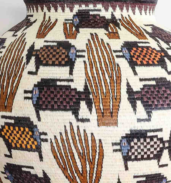 Fish in Coral Woven Basket