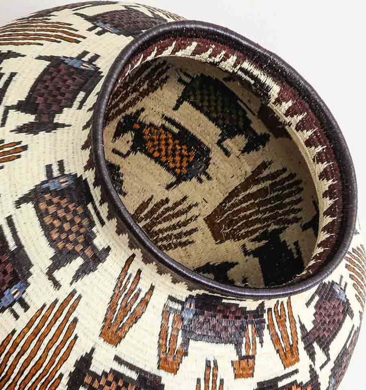 Fish in Coral Woven Basket