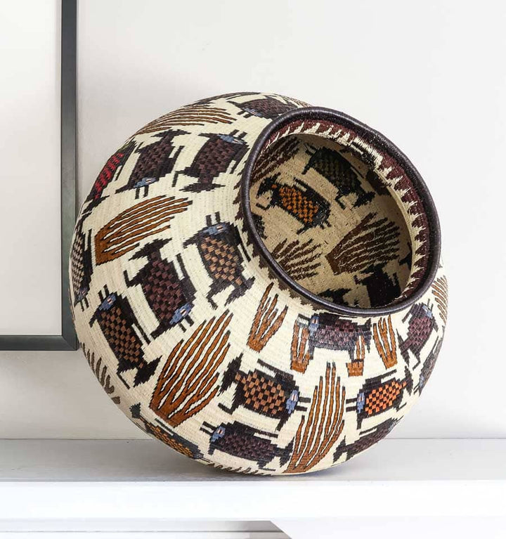 Fish in Coral Woven Basket