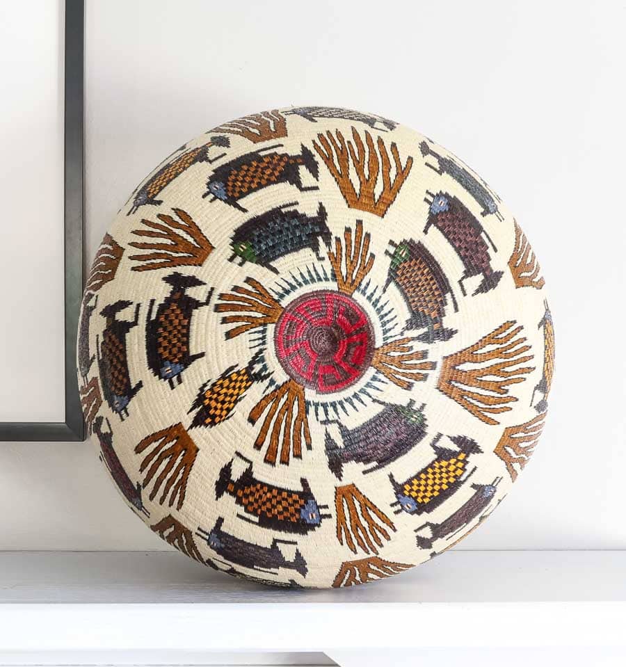 Fish in Coral Woven Basket
