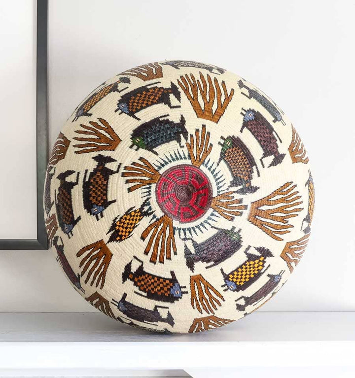 Fish in Coral Woven Basket