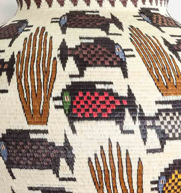Fish in Coral Woven Basket