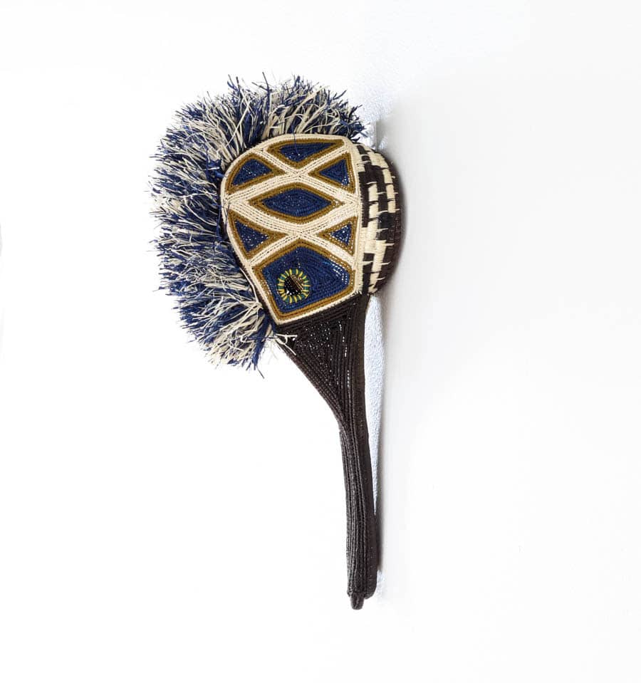 Blue Diamond Hummingbird – geometric motif – mask – sculptures & statues – handwoven in Panama