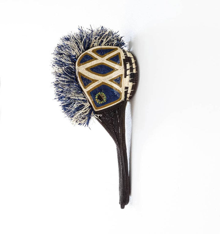 Blue Diamond Hummingbird – geometric motif – mask – sculptures & statues – handwoven in Panama