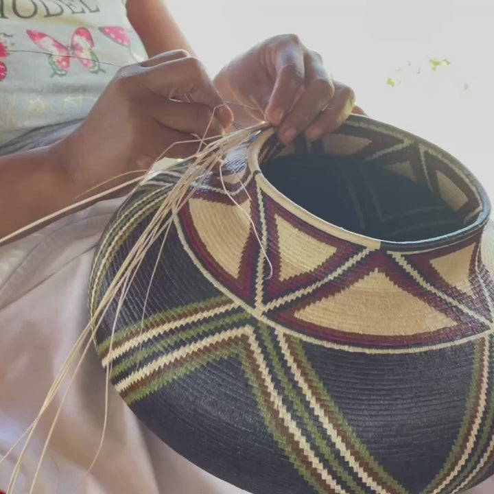 Crimson Triad Woven Basket