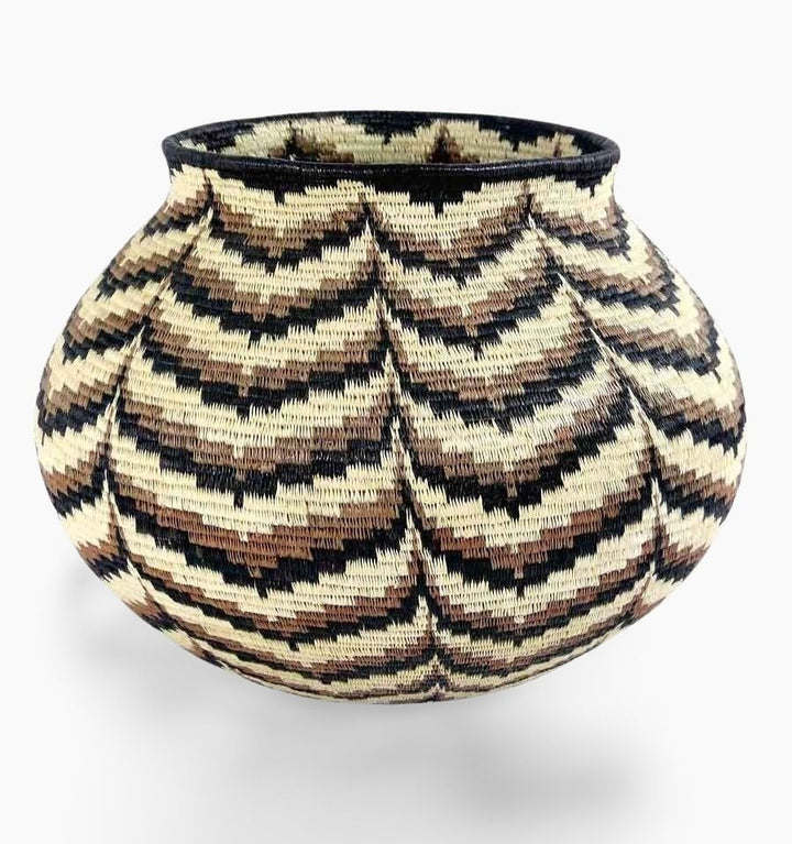 Draped Peaks in Umber Woven Basket