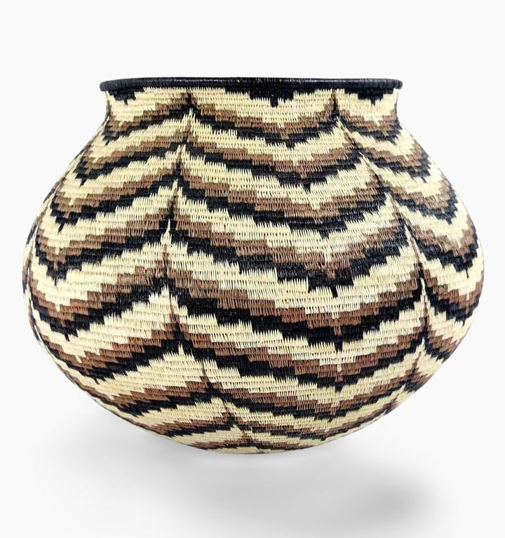 Draped Peaks in Umber Woven Basket