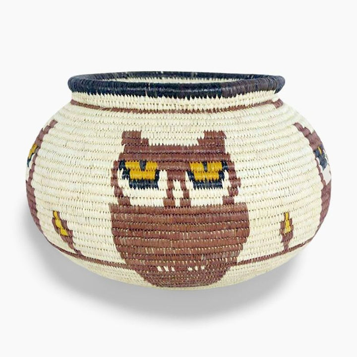 Yellow-eyed Owls Woven Basket