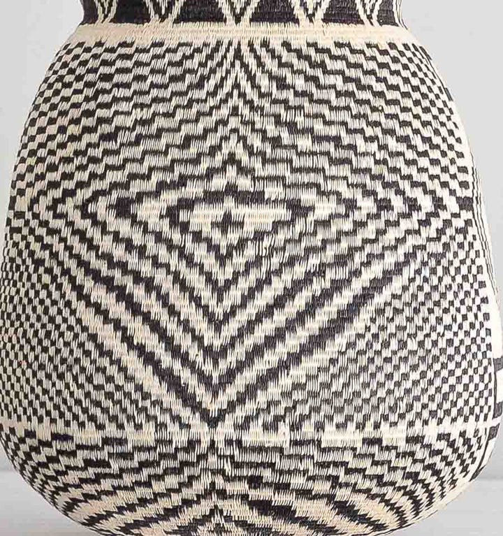 Radiating Black Lines Woven Basket