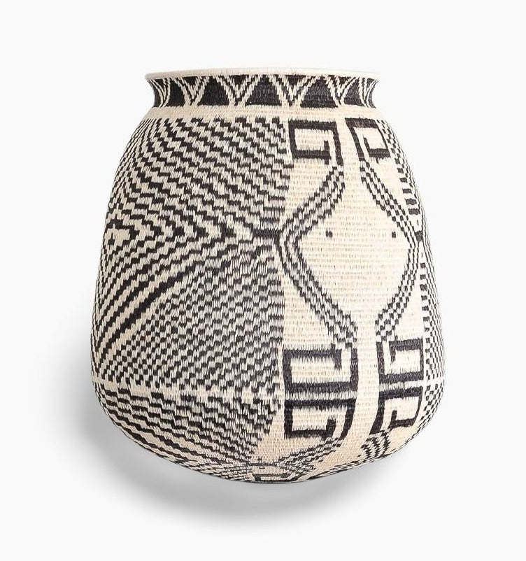 Radiating Black Lines Woven Basket