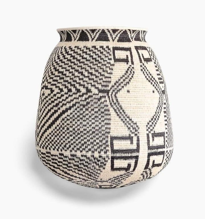 Radiating Black Lines Woven Basket