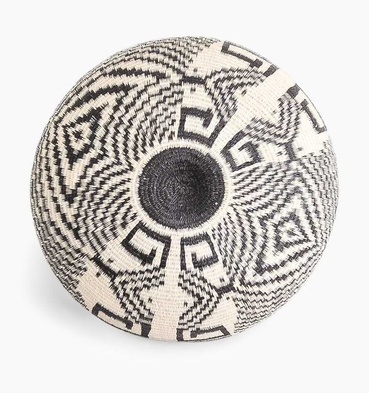 Radiating Black Lines Woven Basket