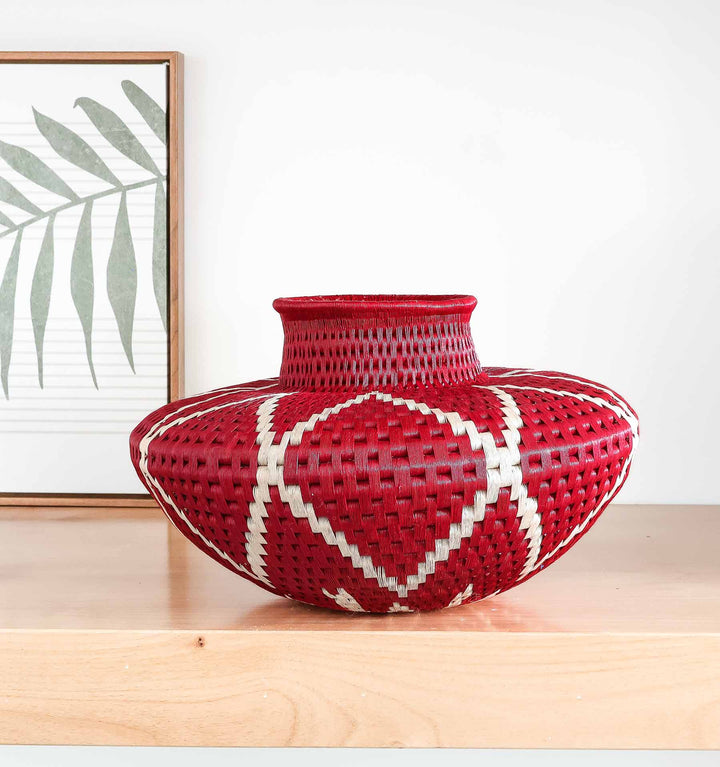 Red Net Woven Decorative Basket