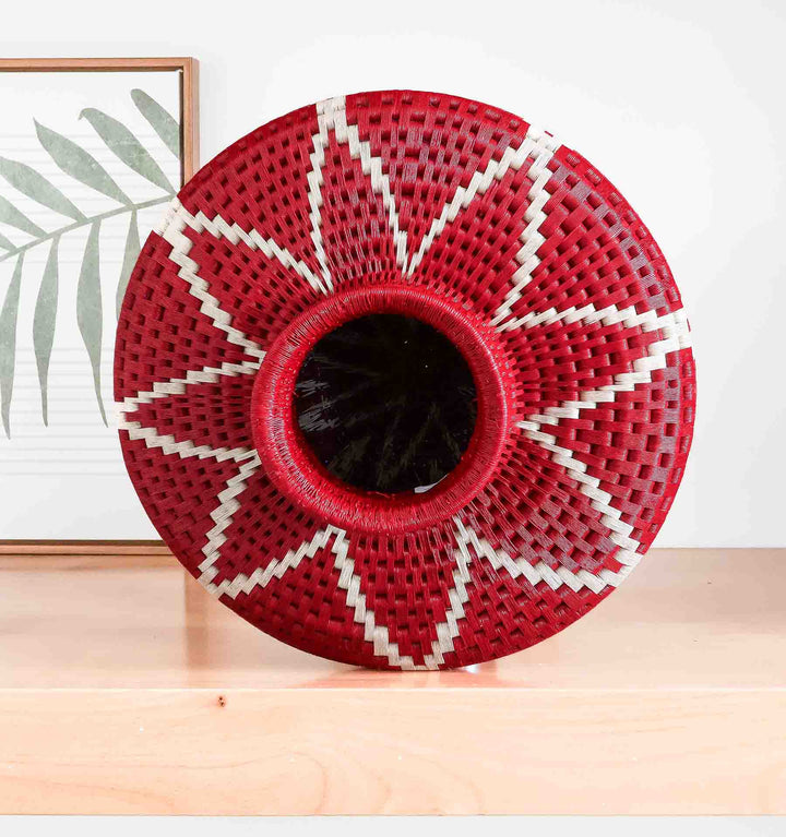 Red Net Woven Decorative Basket
