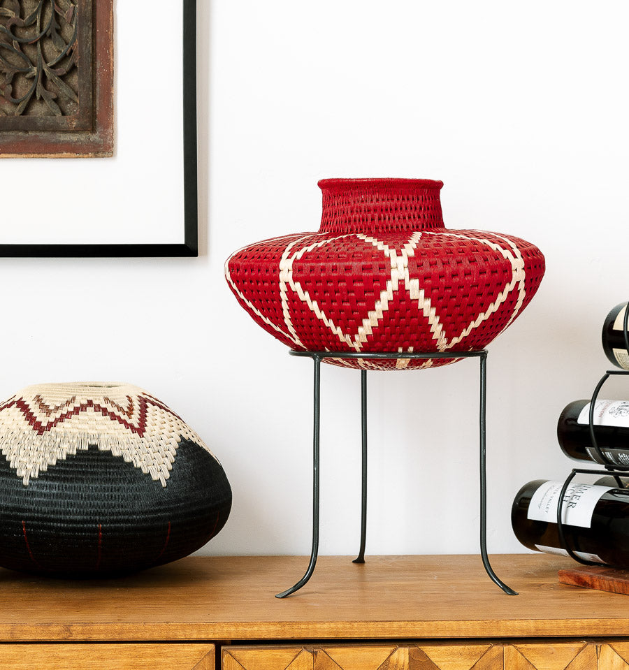 Red Net Woven Decorative Basket