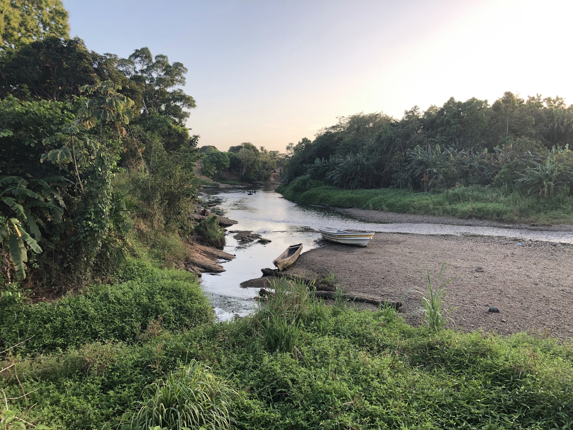 Jungle riverboat arrival to remote Wounaan village in the Darién rainforest, part of RFB Woven Art’s cultural travel stories