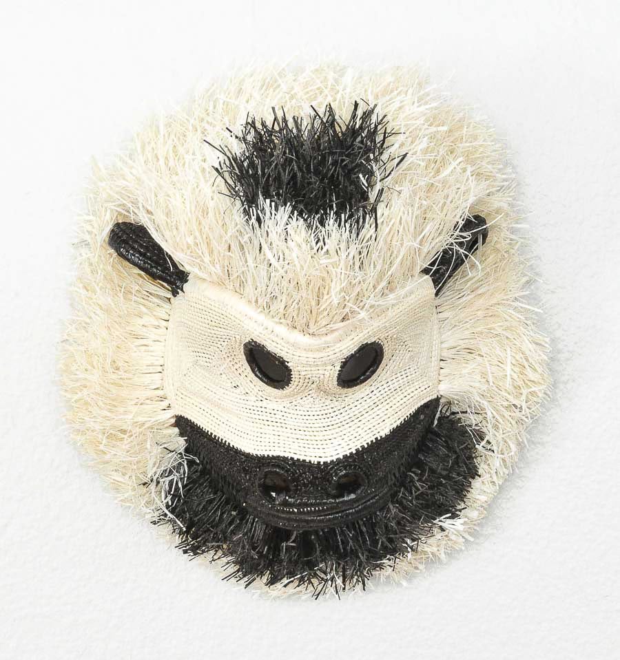 Black White Monkey Mask – geometric motif – mask – sculptures & statues – handwoven in Panama