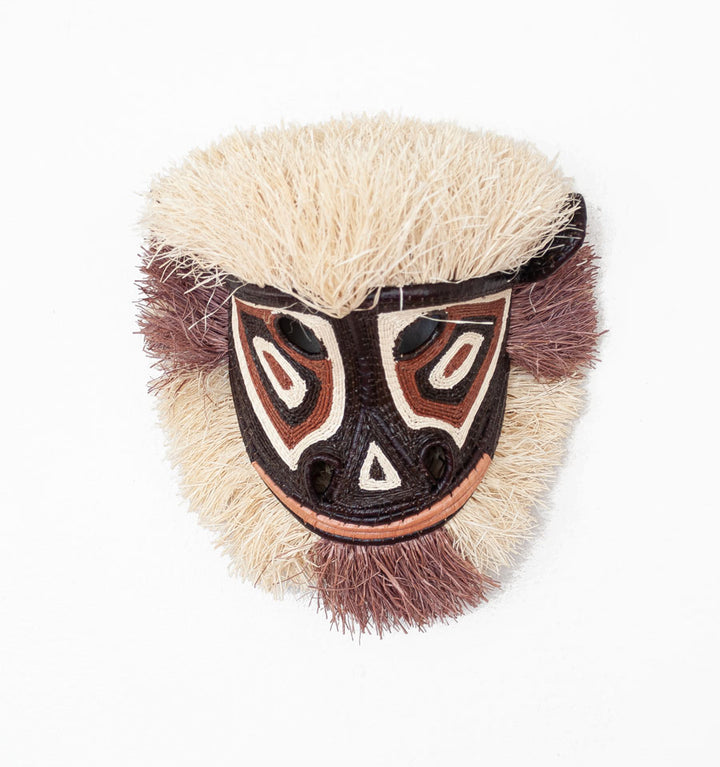 Brown Bearded Monkey – geometric motif – mask – sculptures & statues – handwoven in Panama