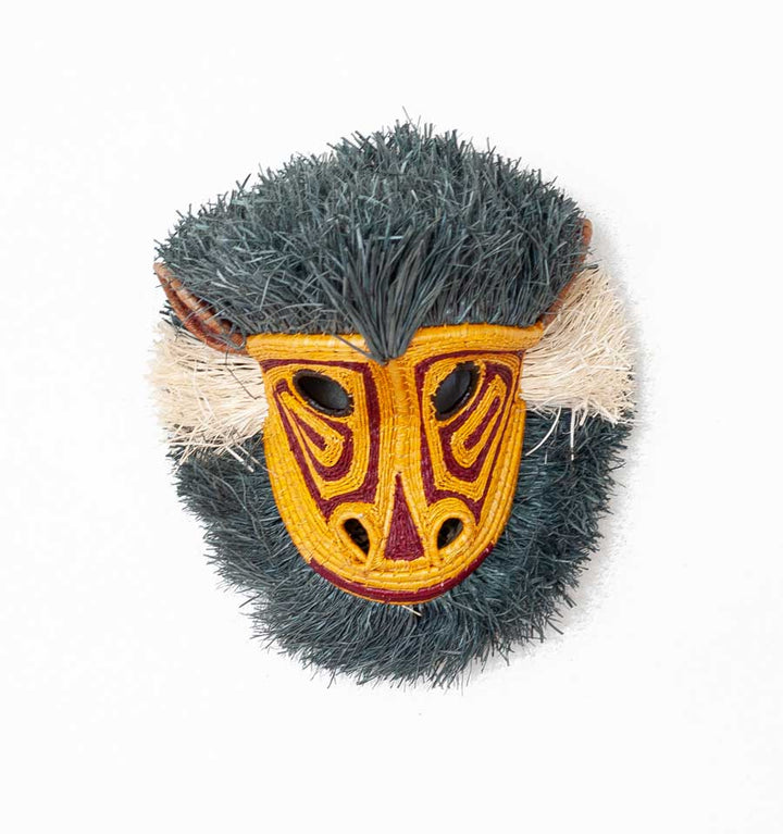 Orange Monkey – geometric motif – mask – sculptures & statues – handwoven in Panama