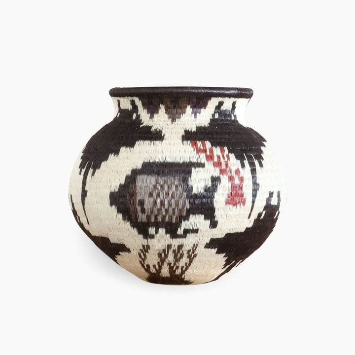 Crimson Coral Lattice Woven Basket