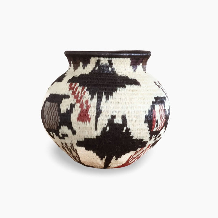 Crimson Coral Lattice Woven Basket