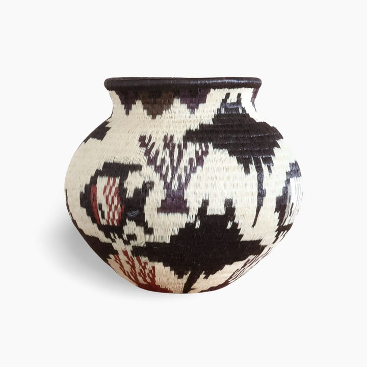 Crimson Coral Lattice Woven Basket