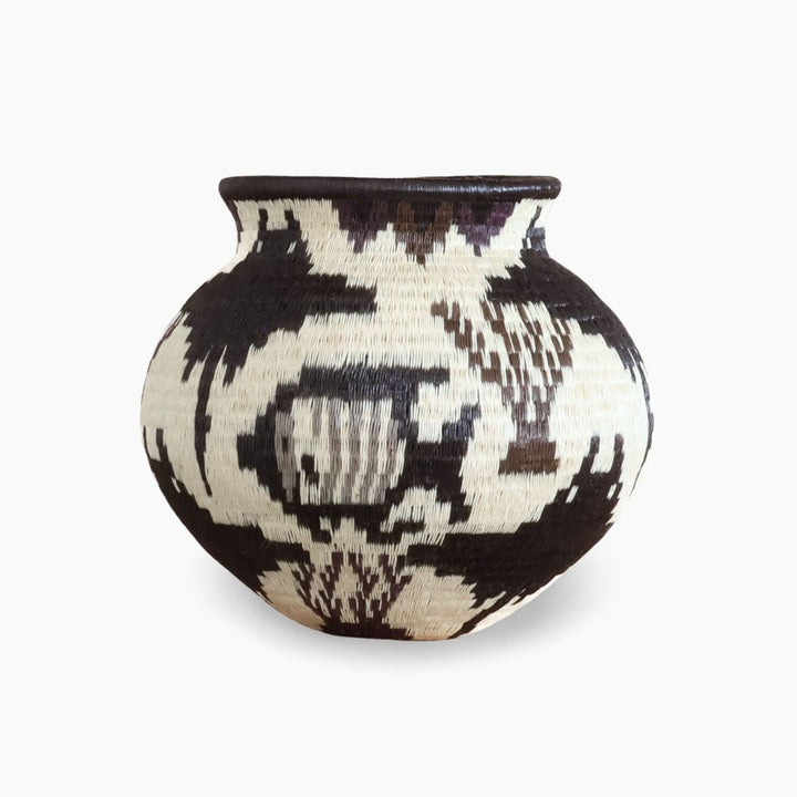 Crimson Coral Lattice Woven Basket