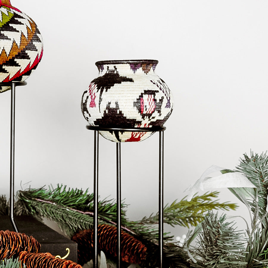 Crimson Coral Lattice Woven Basket