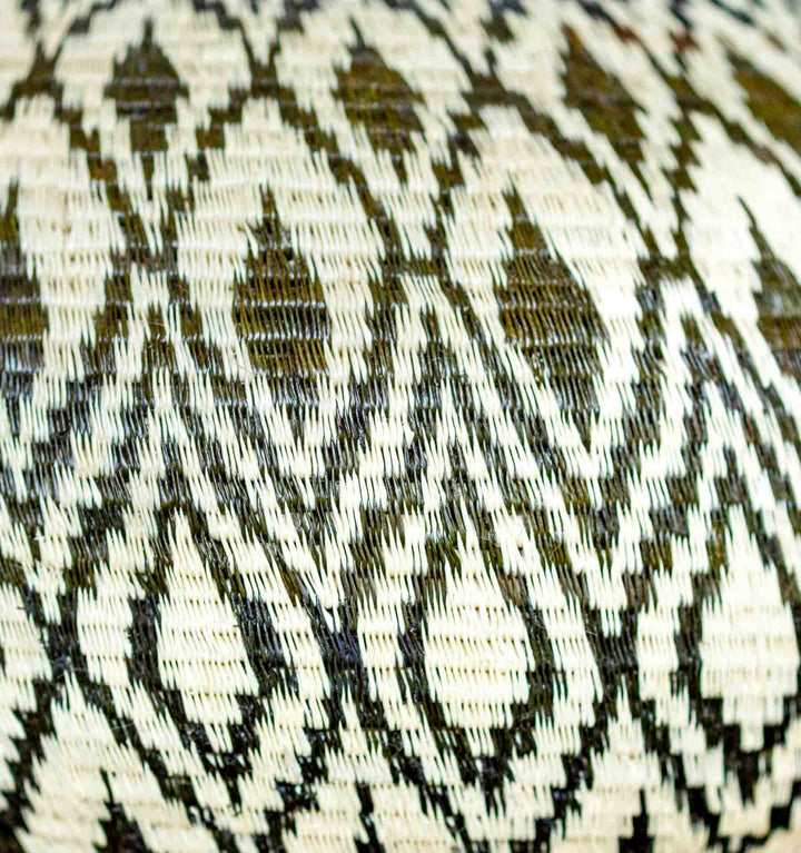 Midsection detail of repeating diamond patterns on Wounaan basket
