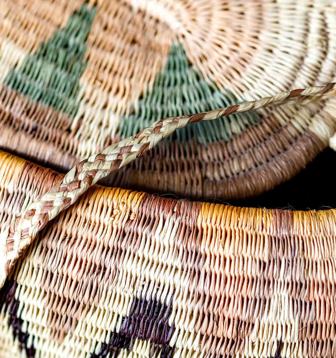 Detail of braided strap on handwoven Wounaan basket purse